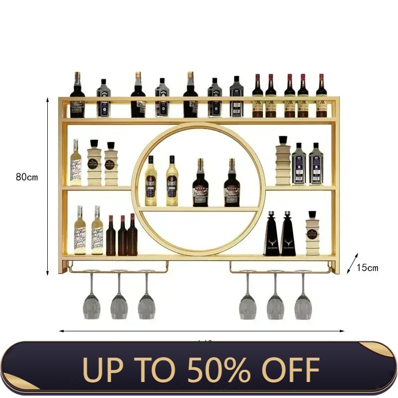 Home Bar Shelves - Industrielles Wandmontiertes Weinregal mit Aufbewahrungsschrank, Hängendes