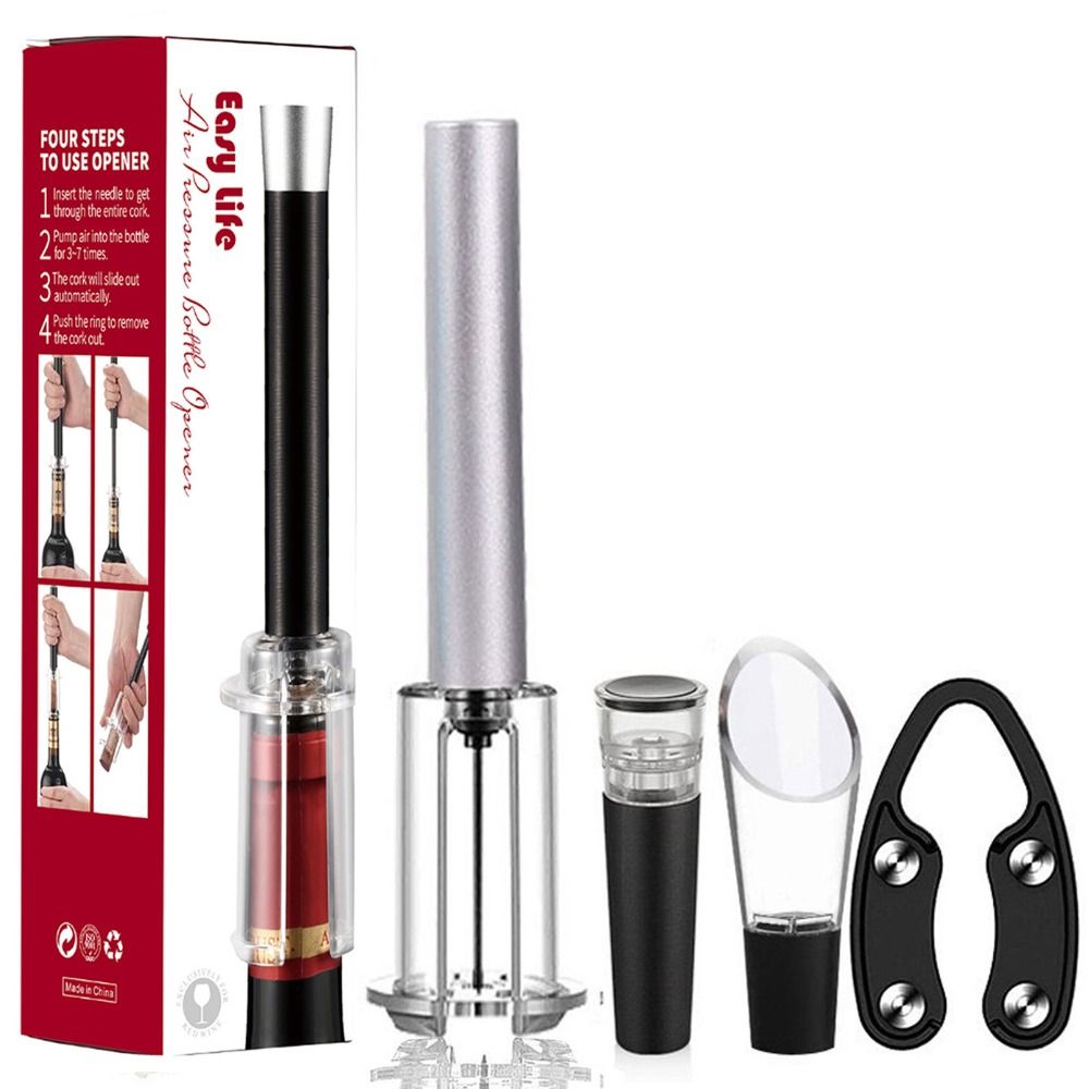 Wine Preservation Pump - Bar-Zubehör Weinflaschenöffner-Set Aluminiumlegierung ABS Luftpumpen-Korkenentferner Küchen-Gadgets