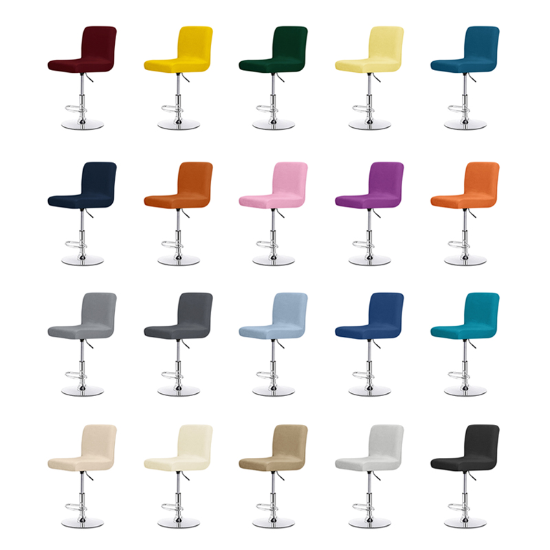 Home Bar Seating - Samt-Stuhlhussen in Unifarben, Barhocker-Schutzbezüge, kurze Sitzbezüge,