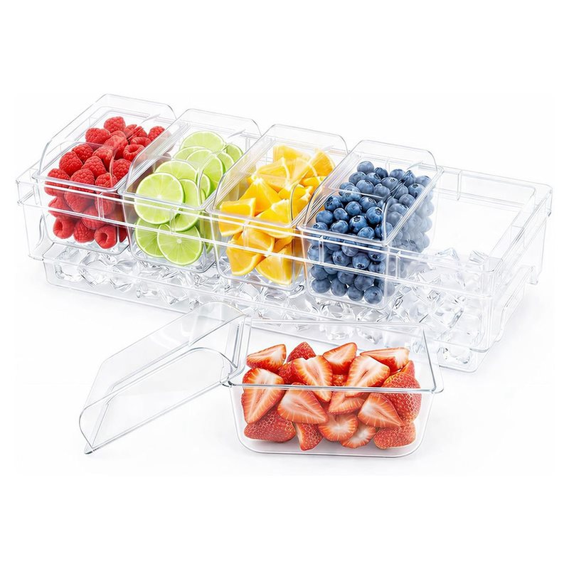 Garnish Tray Set - PHFU-Taco Servierset für Bars, gekühlte Gewürzbehälter,